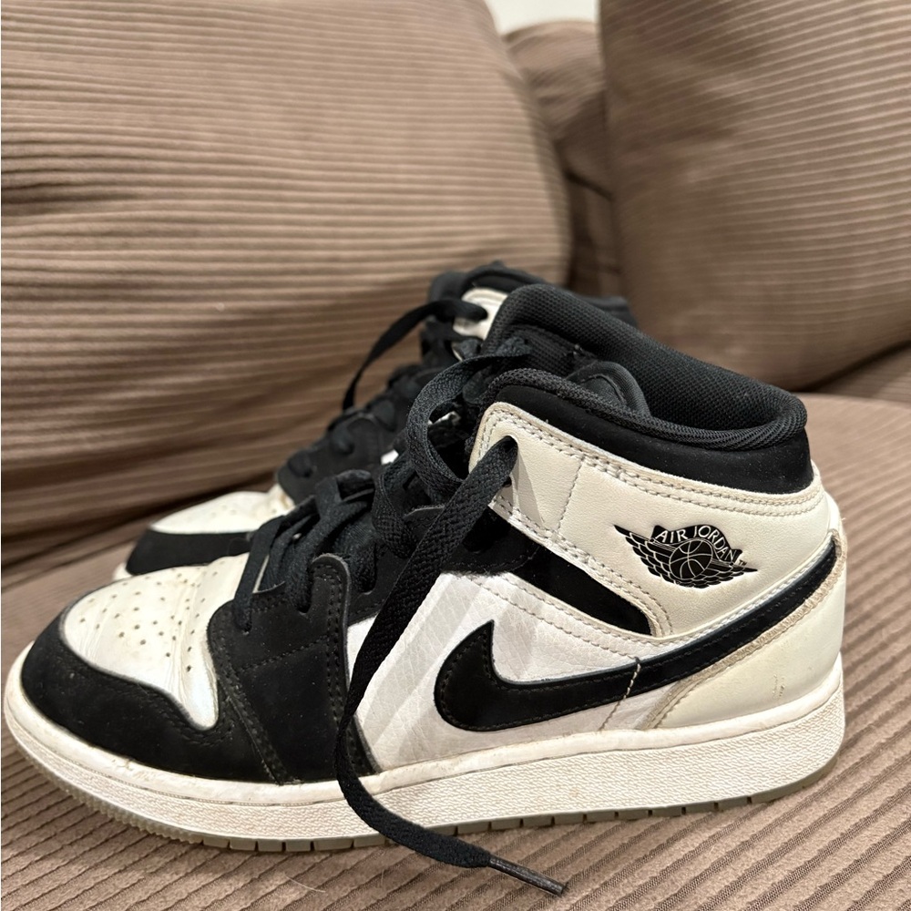 Air Jordan 1 Mid Black and White Sneakers